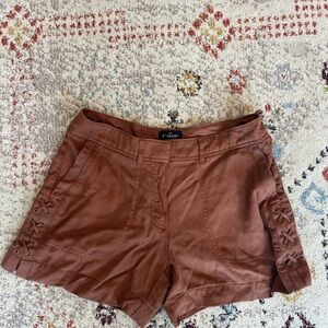 White House Black Market Rust Lace-Up Side Shorts